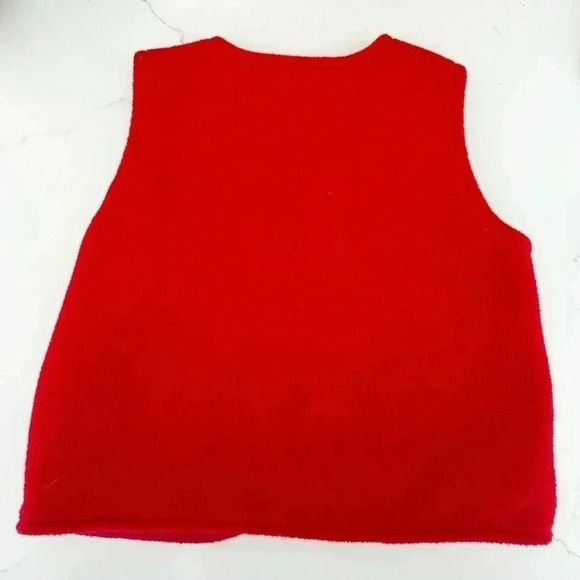 Vintage Kids Christmas Fleece Snowman Teddy Bear Button Vest Size 12M - Picture 6 of 6